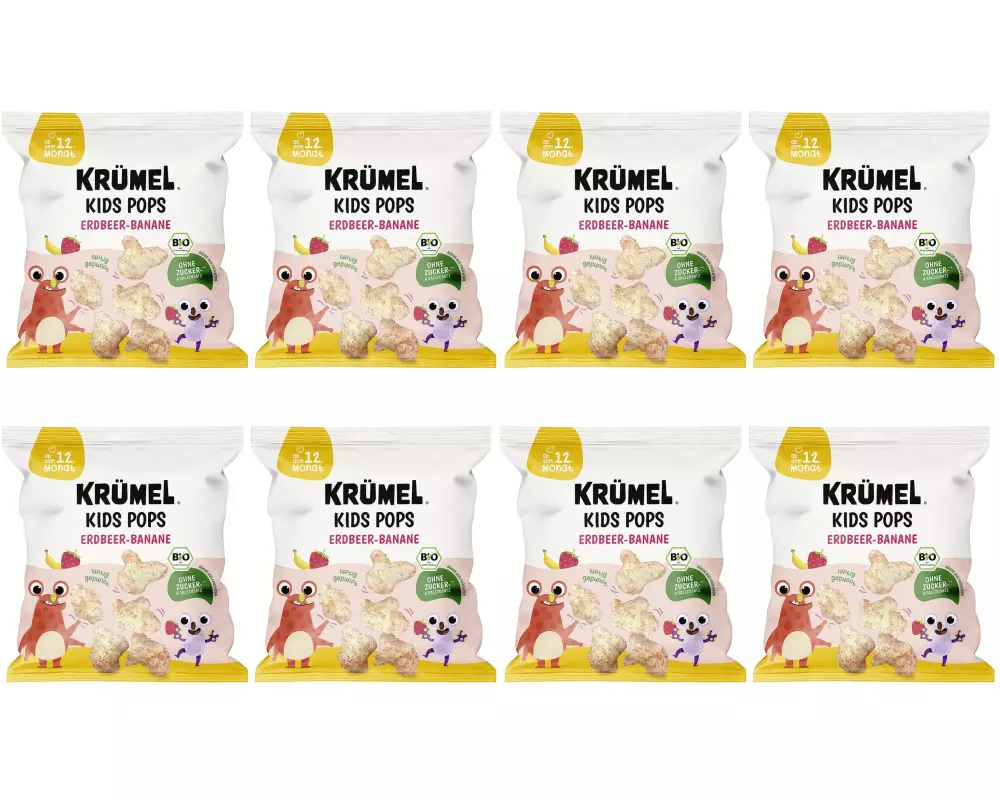KRÜMEL Knabberspass Kids Pops Erdbeer-Banane 8 x 20 g