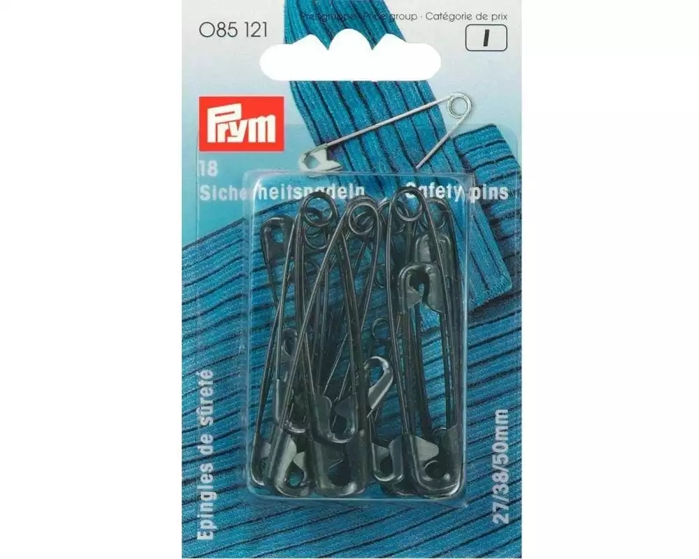 Prym Sicherheitsnadel Schwarz, Nr. 0-3, 27/38/50 mm