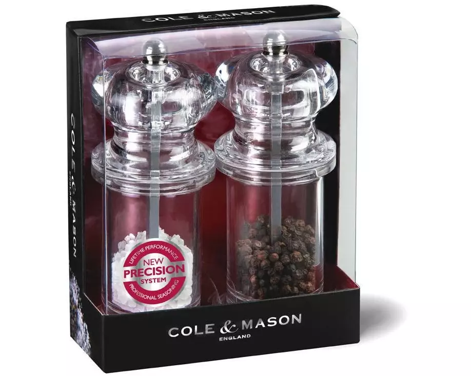 Cole&Mason Salz- und Pfeffermühle 2 Stück, 14 cm, Transparent