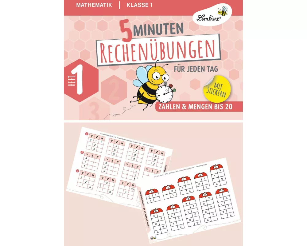 5 Minuten Rechenübungen für jeden Tag. Zahlen & Mengen bis 20 Klasse 1 (Heft 1)