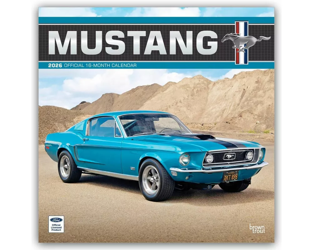 Ford Mustang Official 2026 12 X 24 Inch (Hanging) Monthly Square Wall Calendar Foil Stamped Cover Plastic-Free