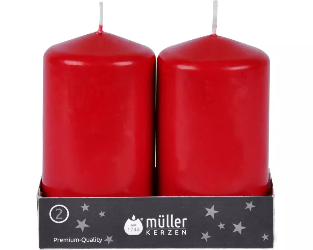 müller Kerzen Stumpenkerze Rot, 2 Stück