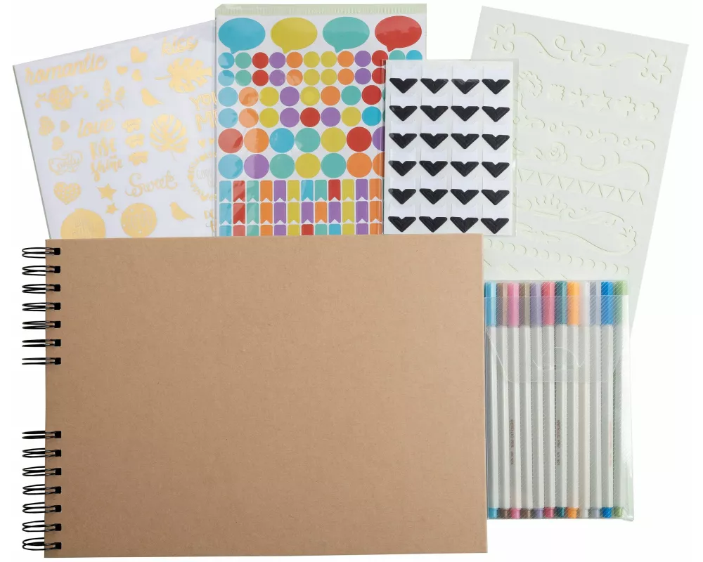 Set Scrapbooking, Album 32x22cm, Kraft, Scrap' Addict