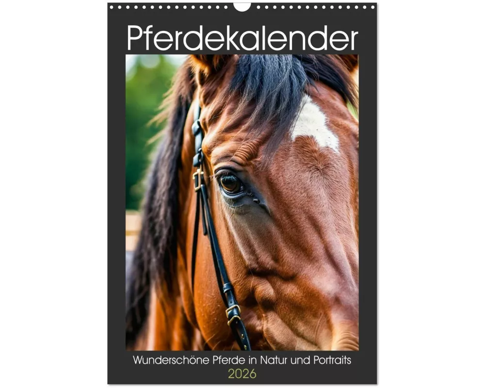 Pferdekalender - Wunderschöne Pferde in Natur und Portraits (Wandkalender 2026 DIN A3 hoch), CALVENDO Monatskalender