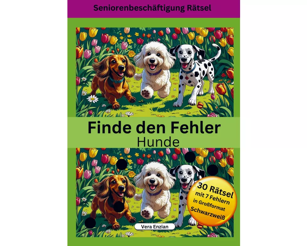 Finde den Fehler - Hunde - Seniorenbeschäftigung Rätsel - Grossformat