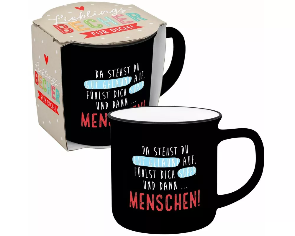 Becher in Emailloptik "Menschen"