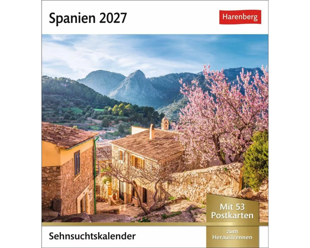 Spanien Sehnsuchtskalender 2027 - Wochenkalender mit 53 Postkarten