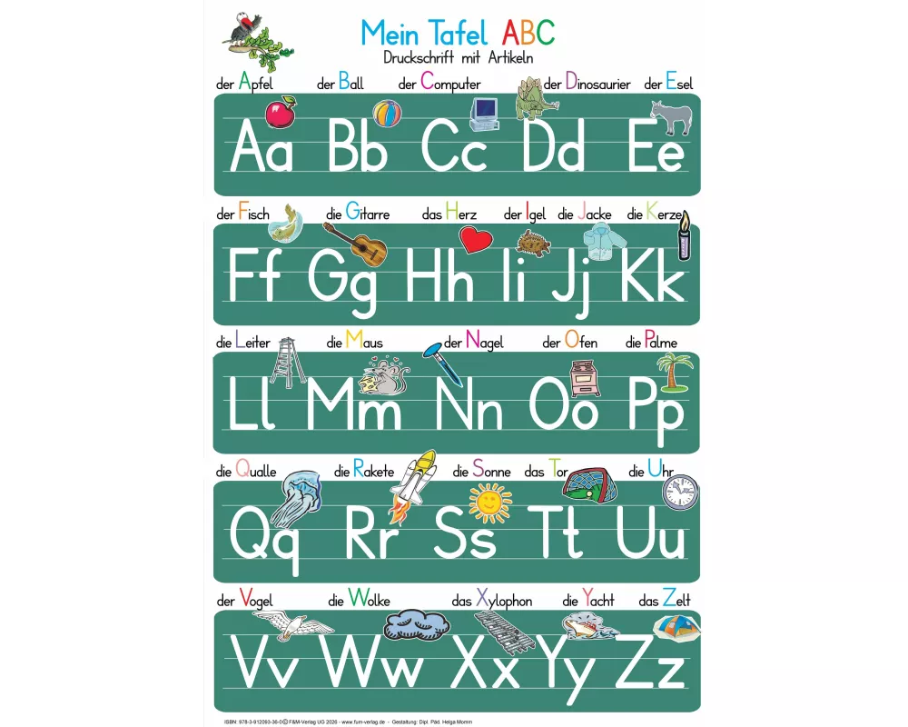 Mein Tafel-ABC in Druckschrift mit Artikeln