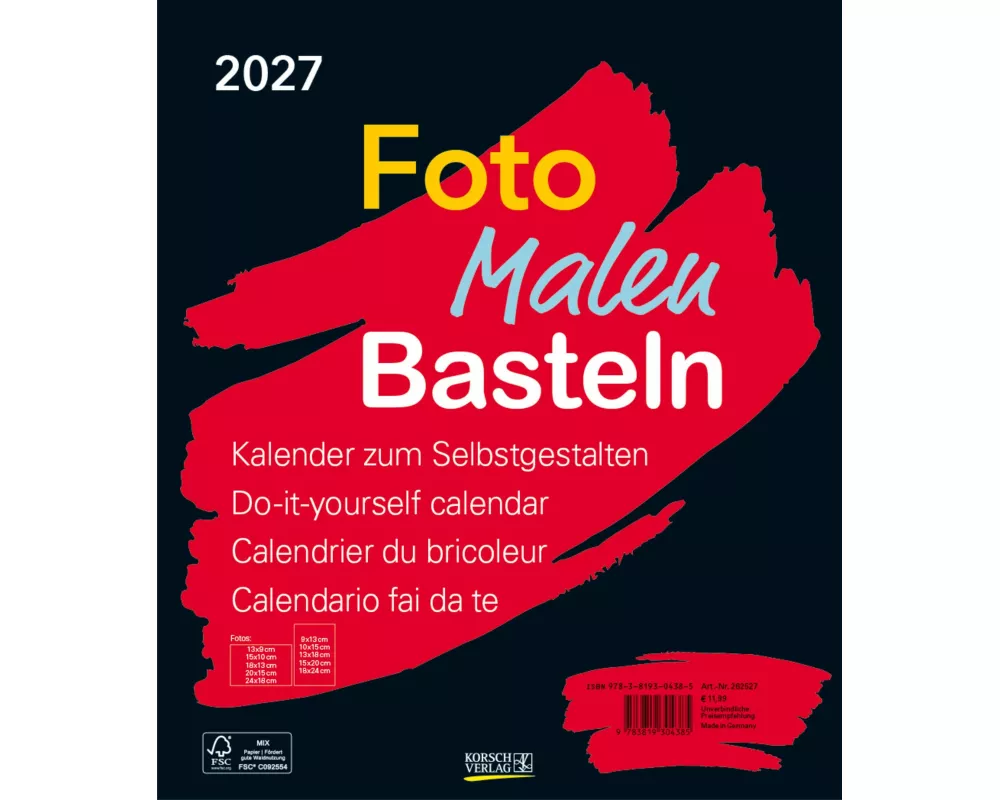 Foto-Malen-Basteln Bastelkalender schwarz groß 2027