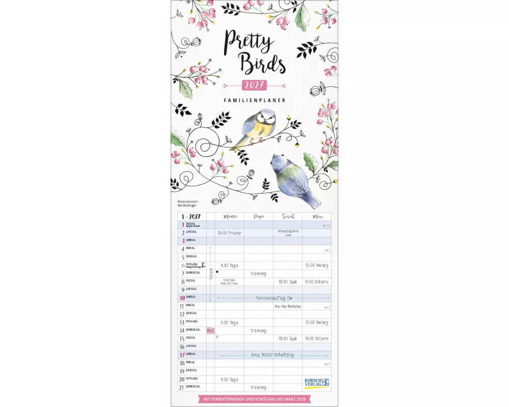 Familienplaner Pretty Birds 2027