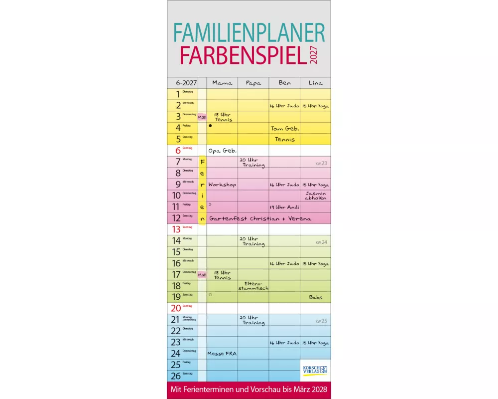 Familienplaner Farbenspiel 2027