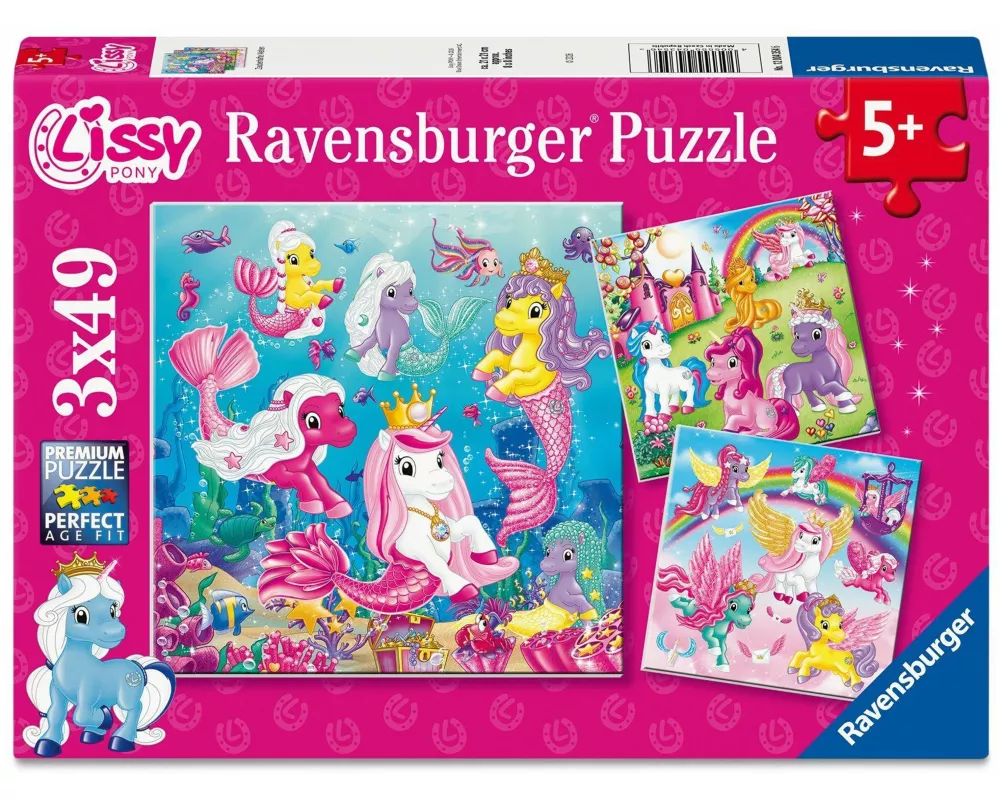 Kinderpuzzle 3x49 Teile - Lissy Pony - Zauberhafte Welten!