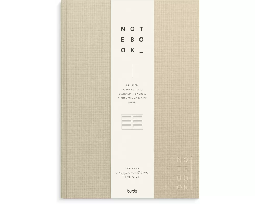 Burde Notizbuch Textil beige liniert A4
