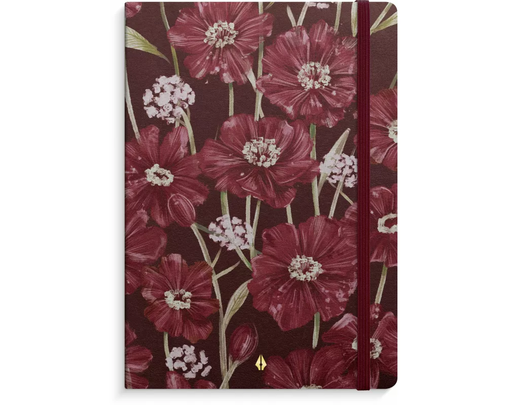 Burde Notizbuch Deluxe A5 burgundy flower
