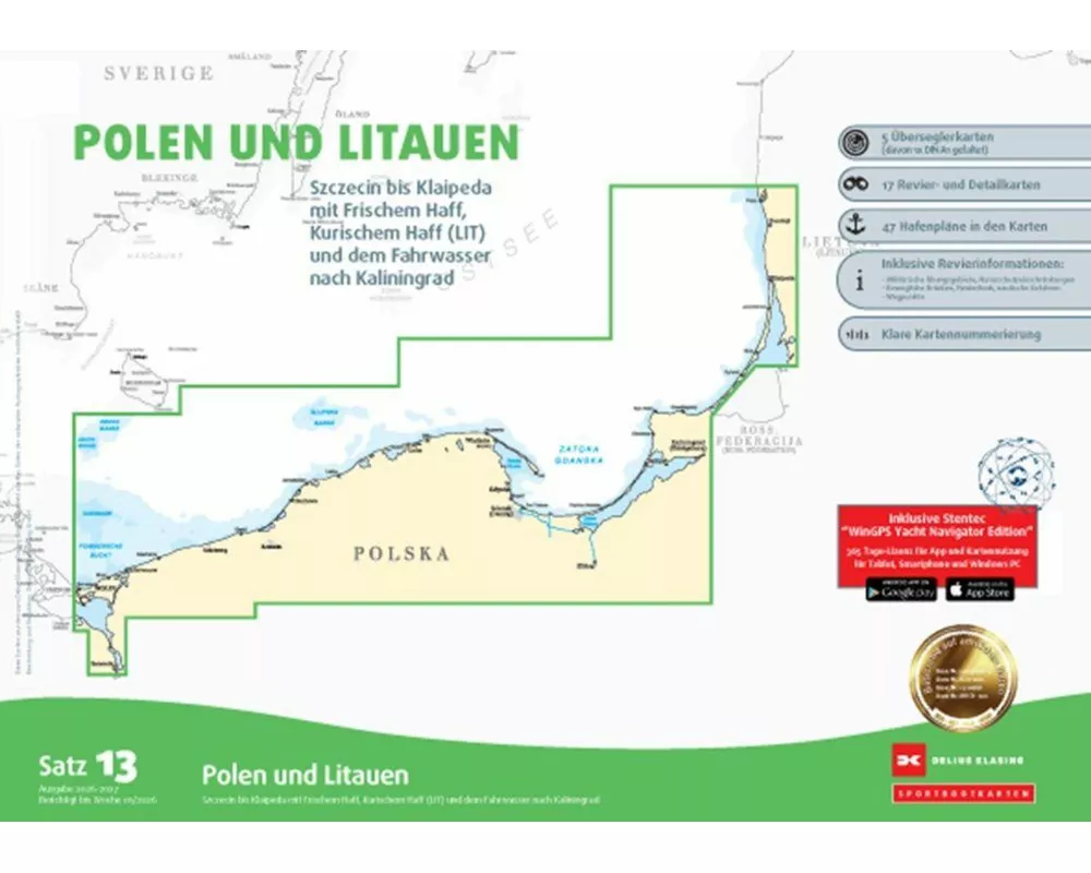 Sportbootkarten Satz 13: Polen und Litauen (Ausgabe 2026/2027)