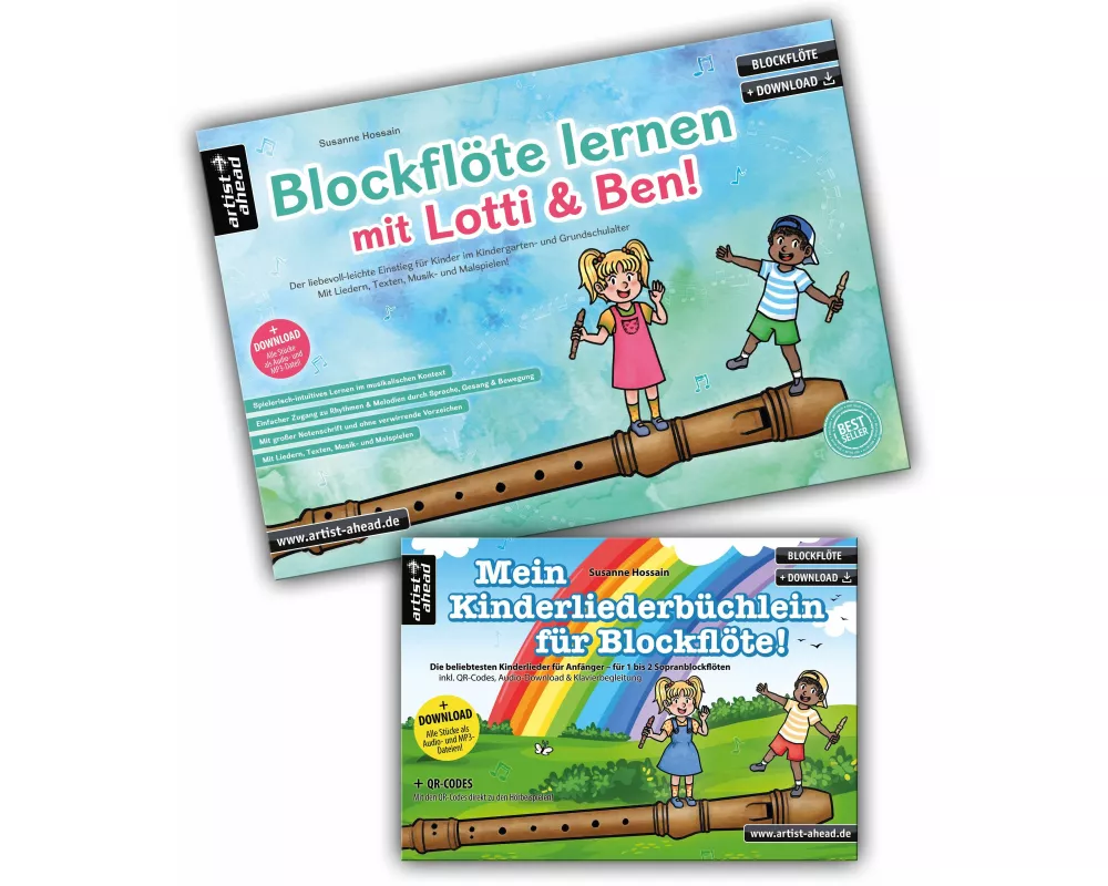 Blockflöte lernen mit Lotti & Ben + Mein Kinderliederbüchlein für Blockflöte im Set!