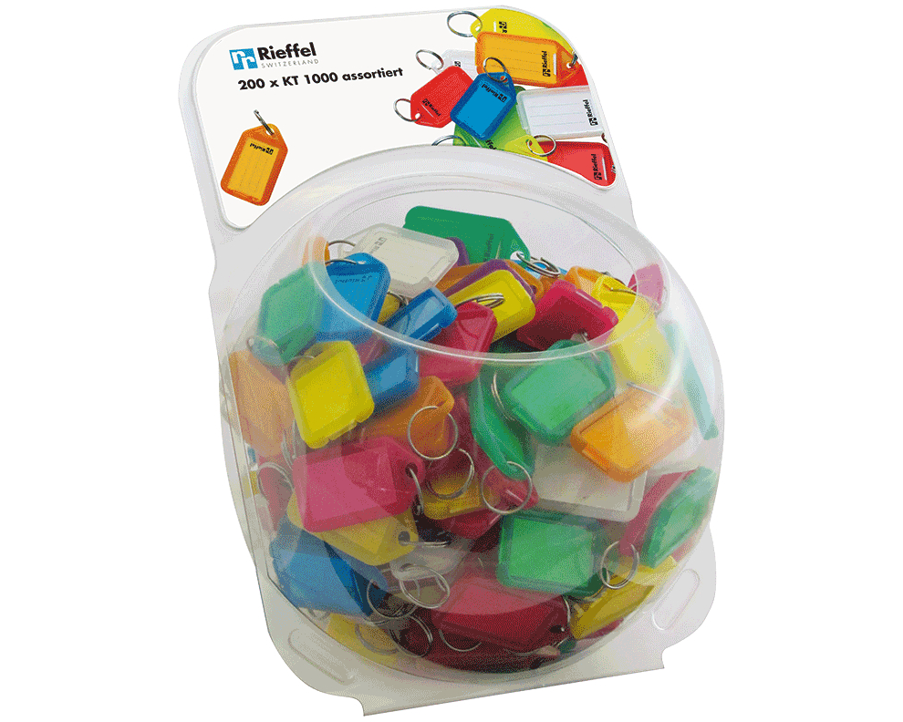 RIEFFEL SWITZERLAND Schlüsseletiketten ass. KT 1000 TUB/200 Display 200 Stück