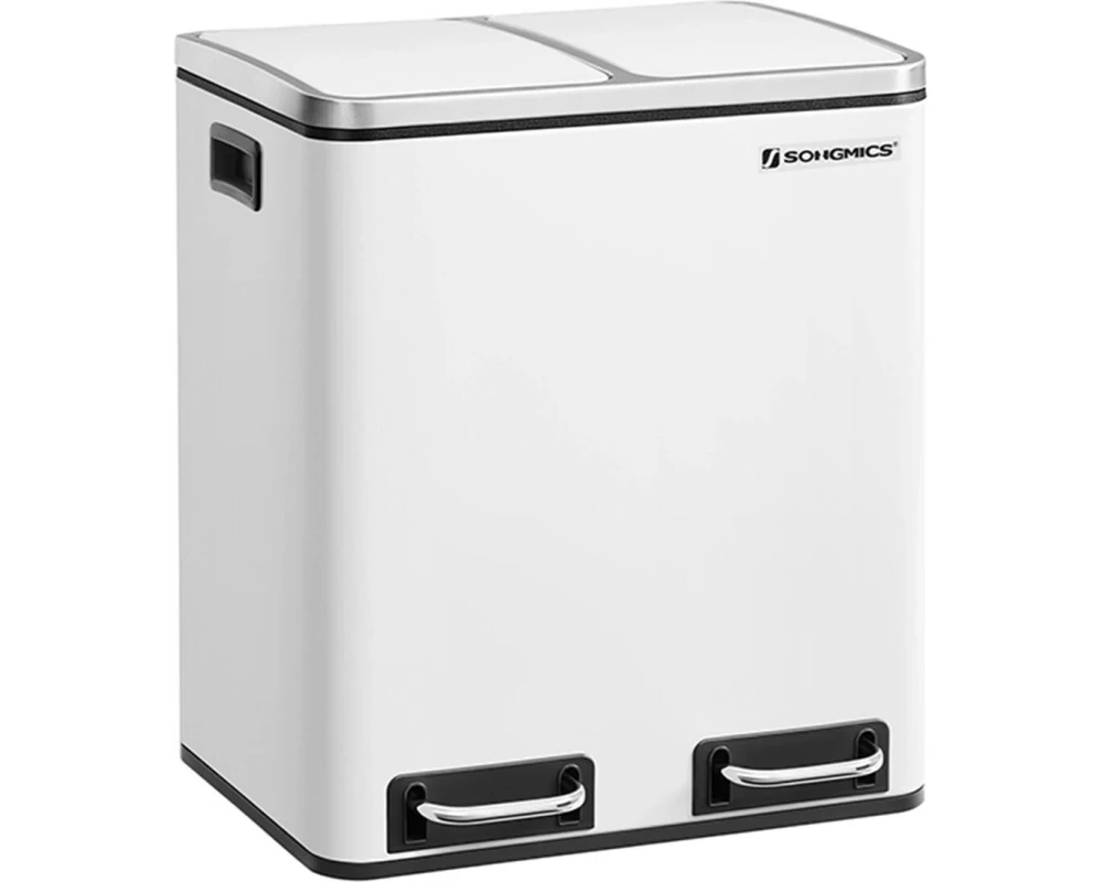 Songmics Abfalleimer mit Inneneimern und Griffen 2 x 15 l, Weiss