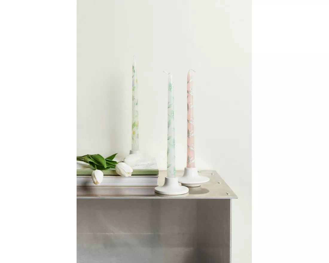 Spitzkerze Maiglöckchen, Weiß, 2,1 x 25cm, 2 Stück, Brenndauer: 6h