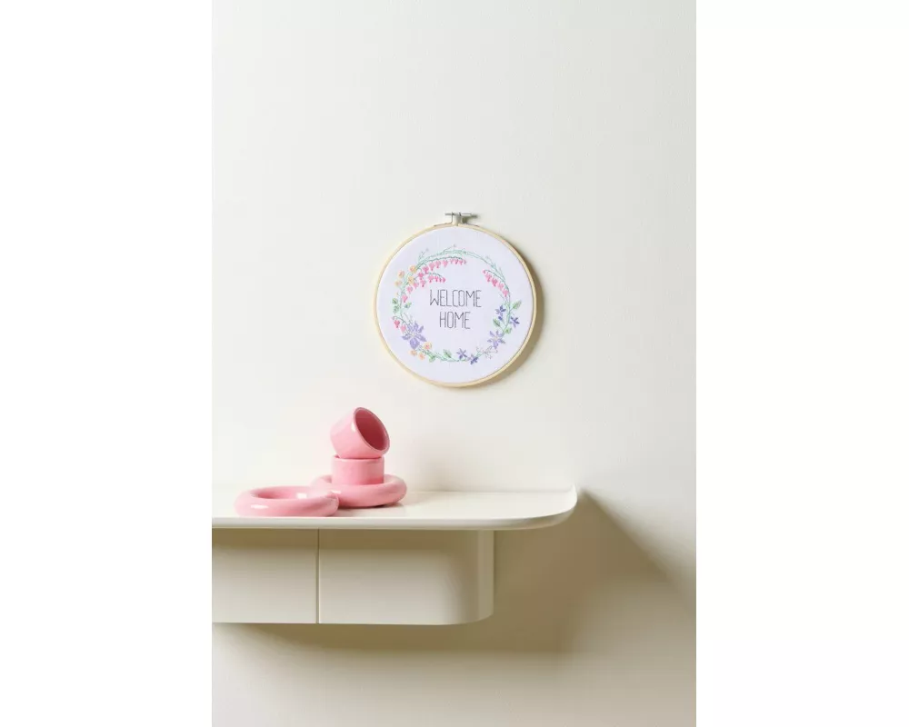 Stickpackung Gezählter Kreuzstich, Blumenkranz,Ø 20 cm