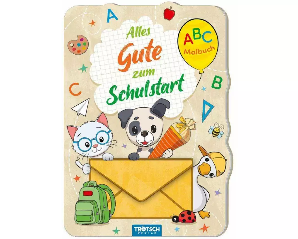 TRÖTSCH - ABC-Malbuch mit Mini-Umschlag Zum Schulstart Tierfreunde
