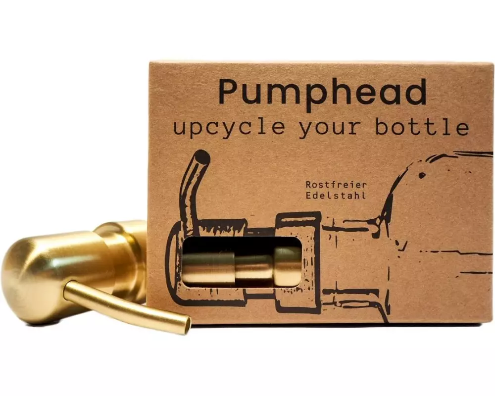Pumphead Seifenpumpe für Glasgetränkeflaschen Gold
