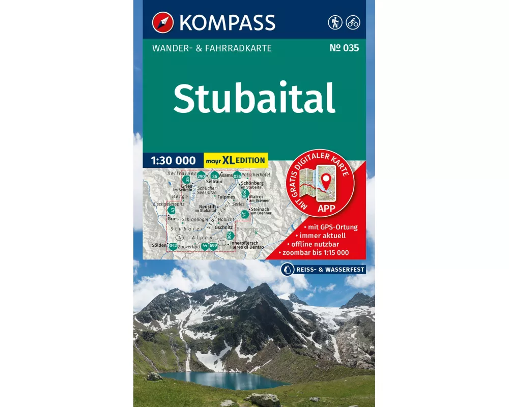 KOMPASS Wanderkarte 035 Stubaital 1:30.000