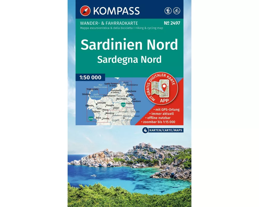 KOMPASS Wanderkarten-Set 2497 Sardinien Nord / Sardegna Nord (4 Karten) 1:50.000