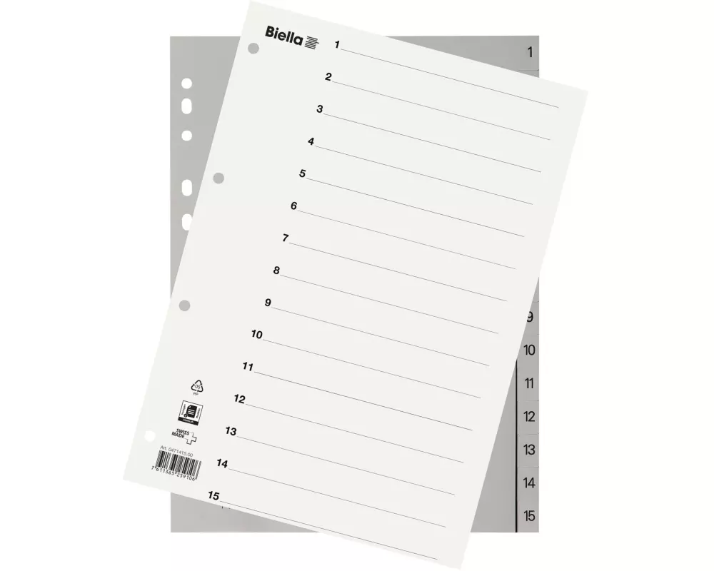 Biella Register A4 1-15 mit Indexblatt