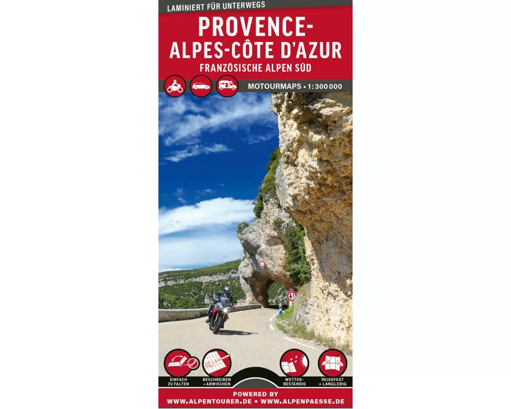 MoTourMaps Provence-Alpes-Côte d'Azur (Französische Alpen Süd) Auto- und Motorradkarte 1:300.000