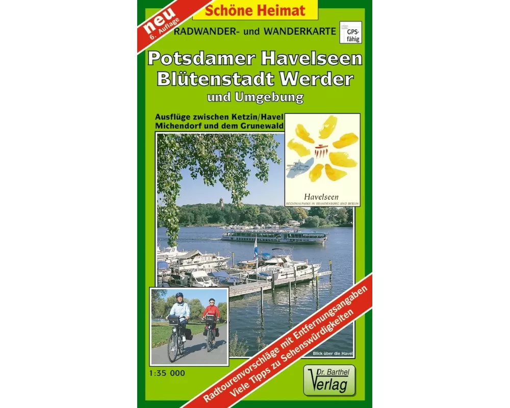 Radwander- und Wanderkarte Potsdamer Havelseen, Blütenstadt Werder und Umgebung