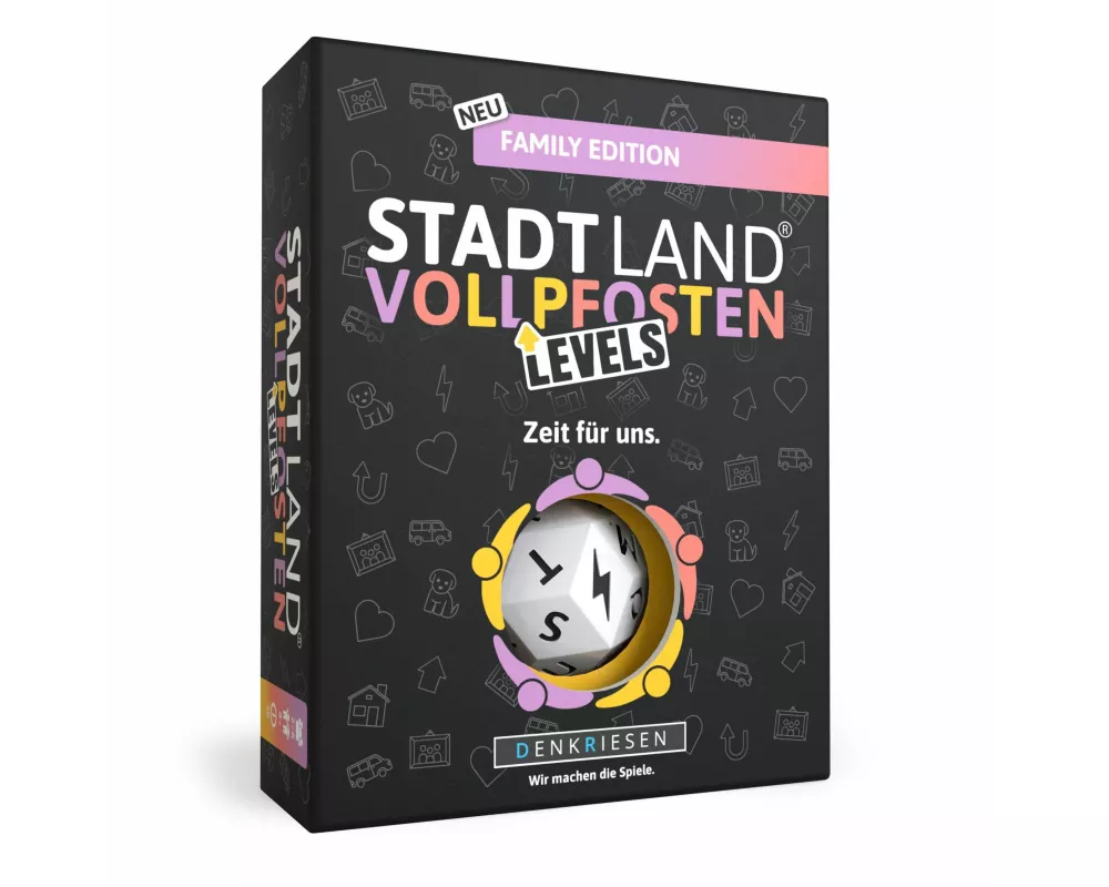 DENKRIESEN - Stadt Land Vollpfosten Family Edition - "Zeit für uns." | Levels