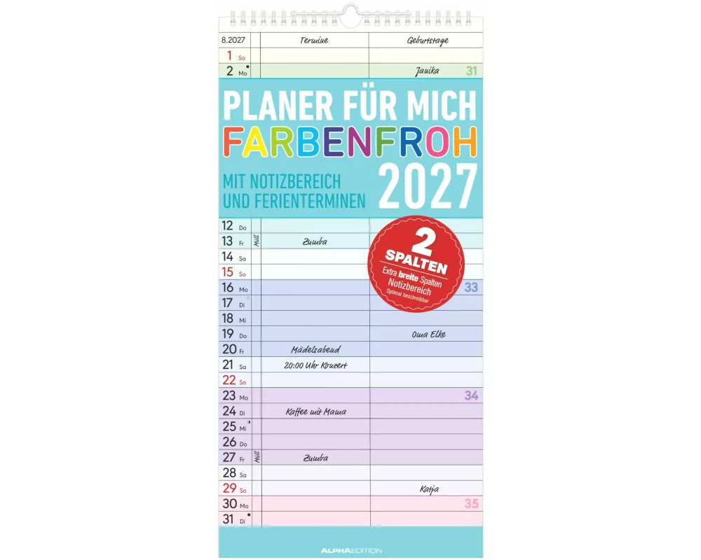 Planer für mich Farbenfroh 2027