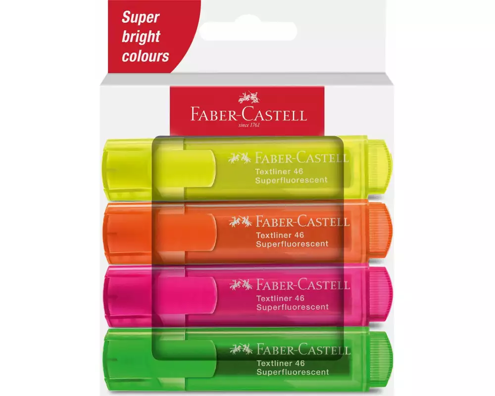 Faber-Castell Textmarker 46 Superfluorescent 4er Etui Karton