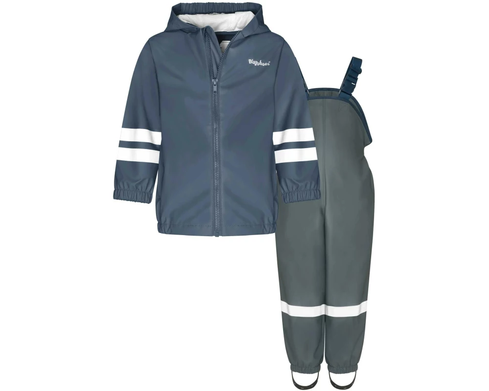 Playshoes Regen-Set Latzhose Basic Gr. 98, Marineblau/Grau