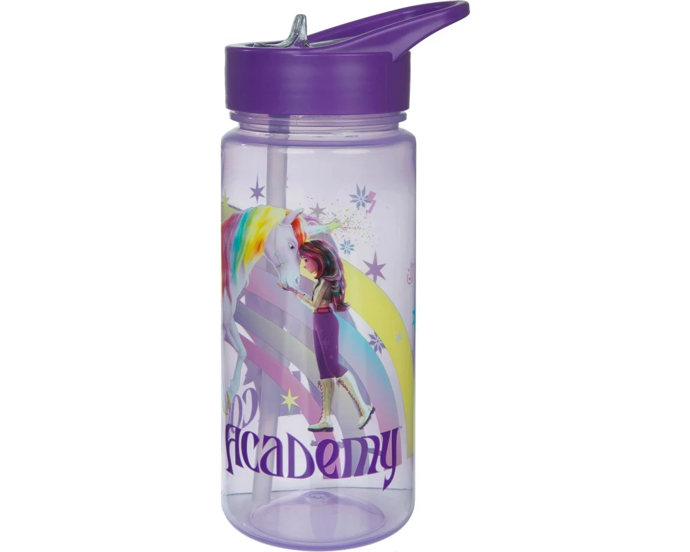 Scooli Trinkflasche Unicorn Academy 500 ml, Lila/Transparent