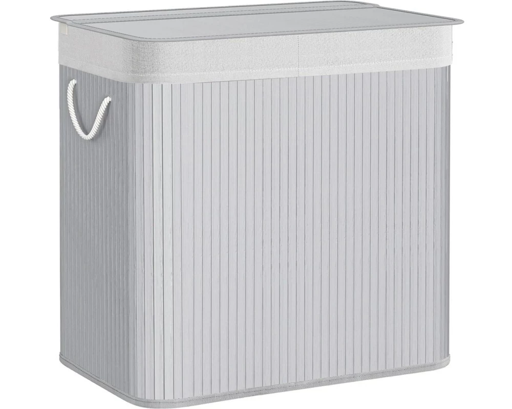 Songmics Wäschekorb faltbar mit 3 Fächern 150 l, Grau