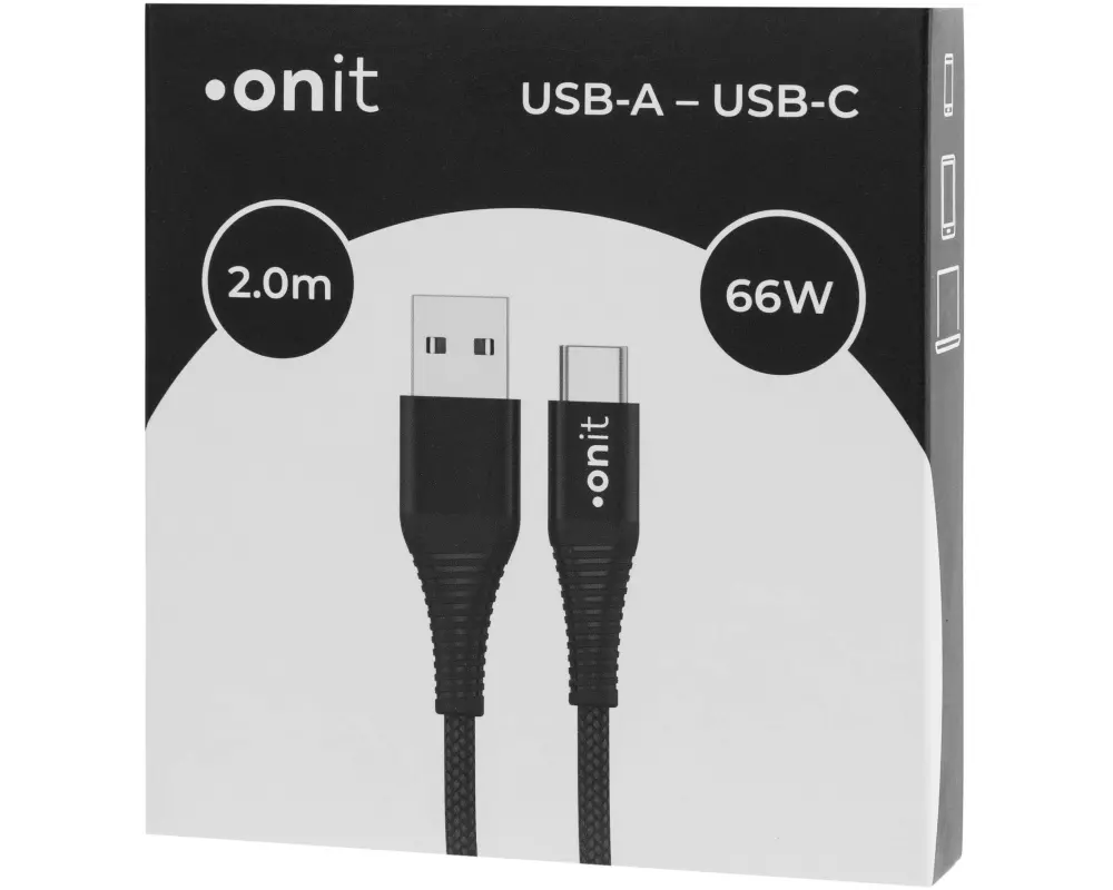 onit USB 2.0-Kabel USB-A - USB-C 2 m, Schwarz