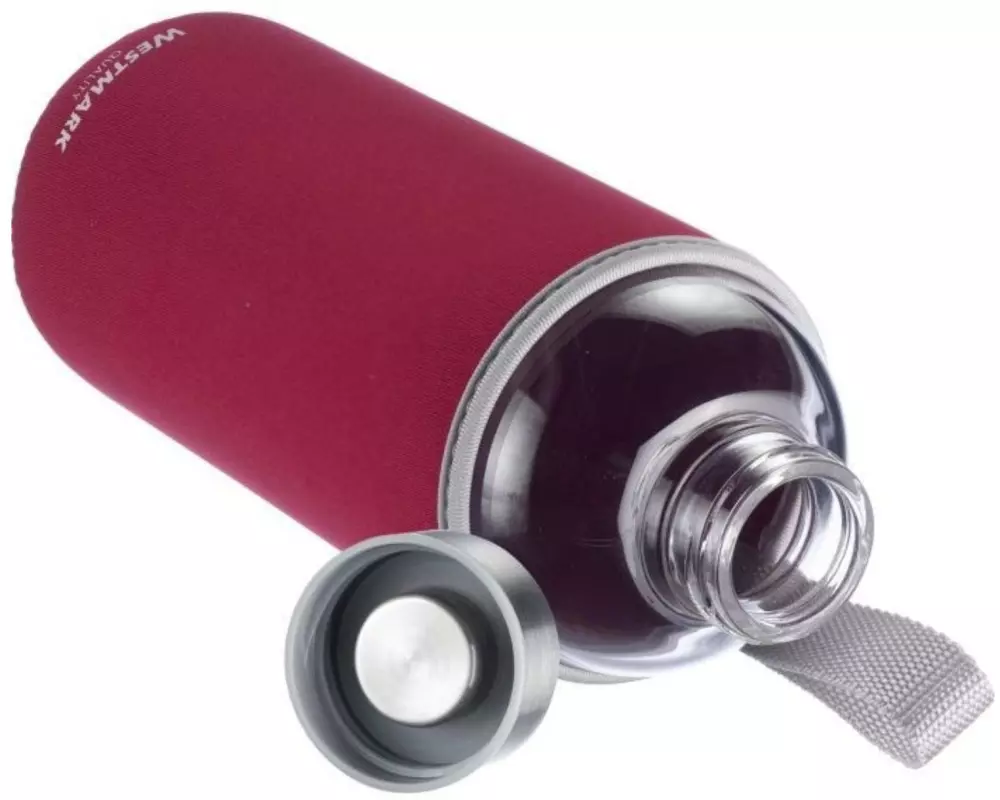 Westmark Trinkflasche Viva aus Glas 1000 ml, Rot