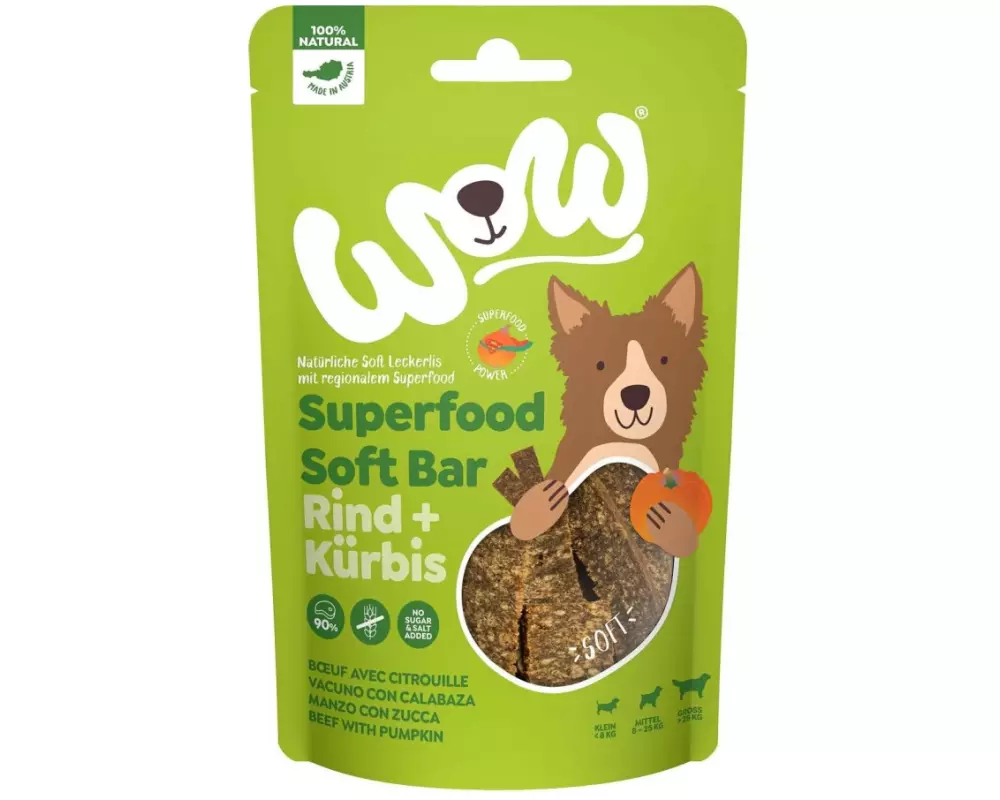WOW Leckerli Soft Bar Rind & Kürbis 150g