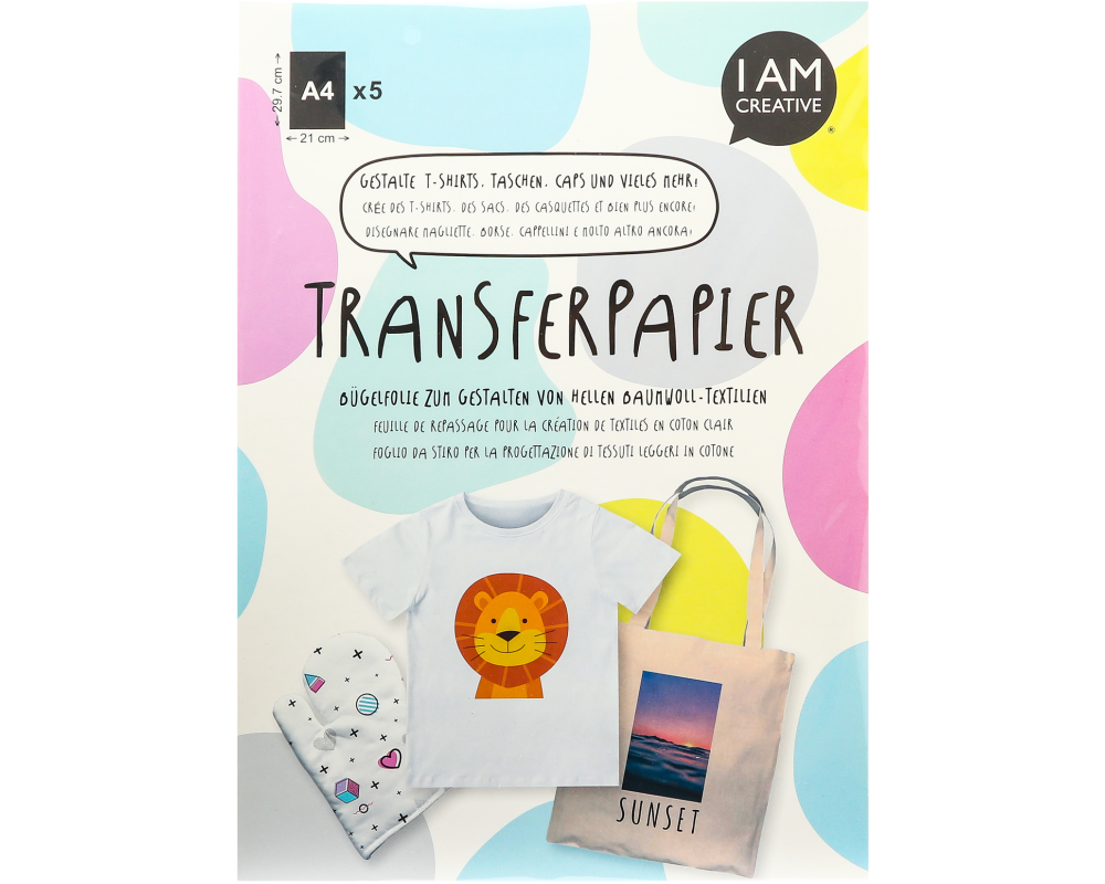 I AM CREATIVE Bügelfolie A4 4010.54 helle Textilien 5 Blatt