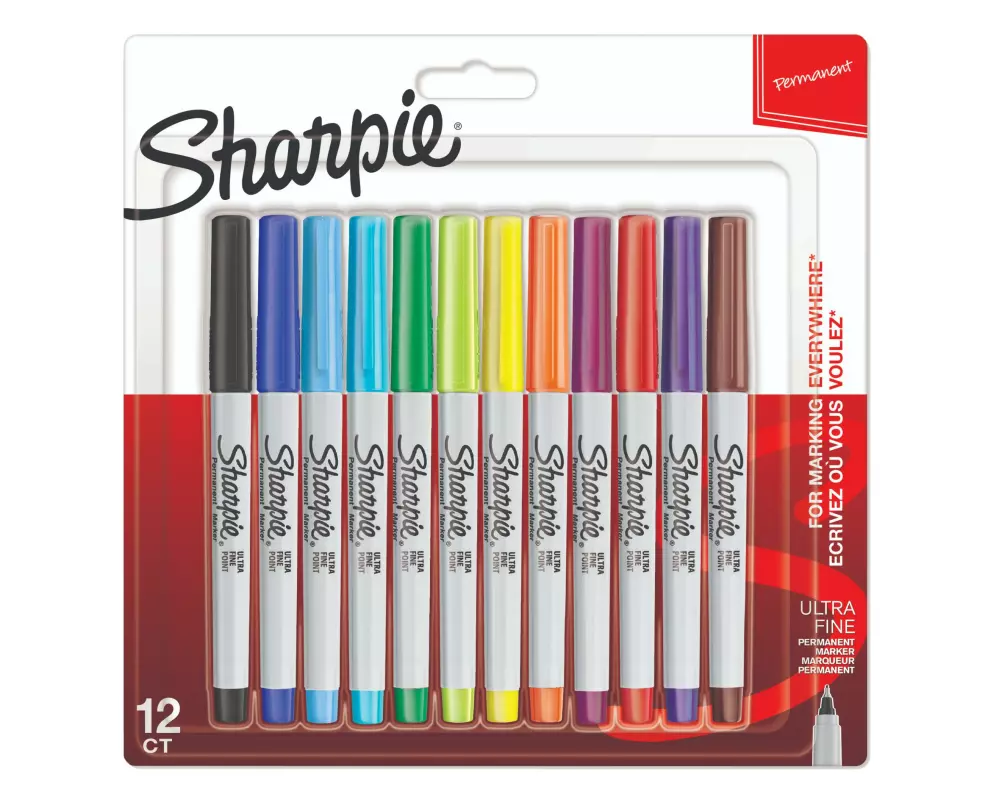 Sharpie Filzstift Ultrafein Permanentmarker Rundspitze, 12er Pack