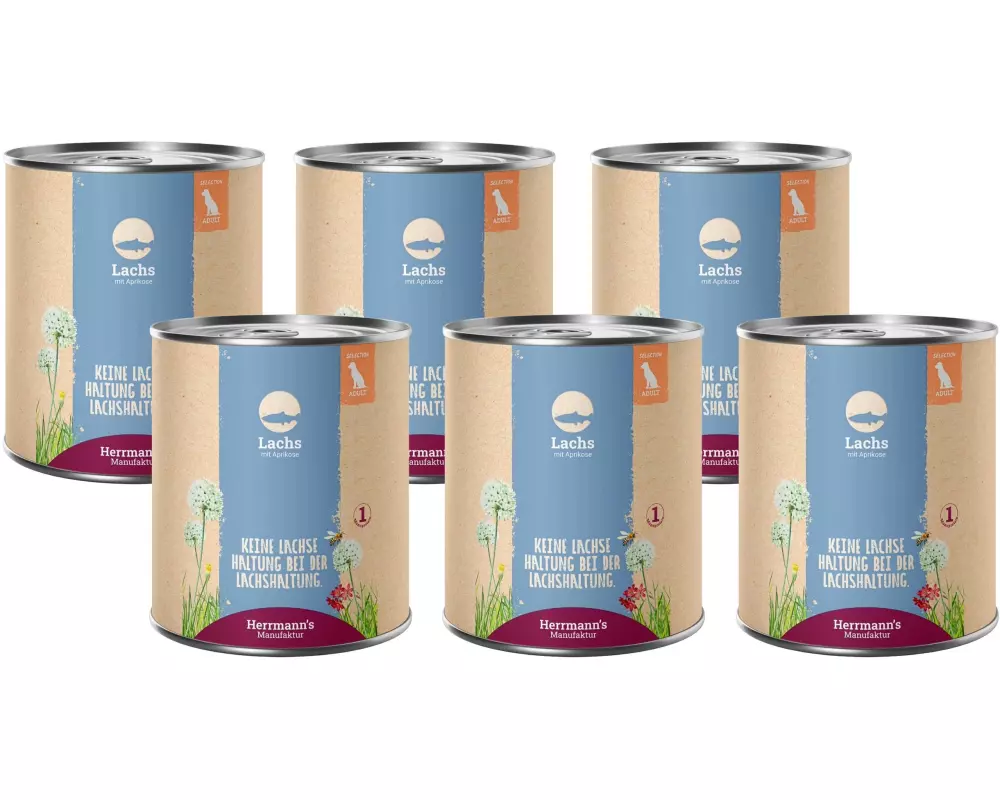 Herrmann's Nassfutter Lachs mit Aprikose 6 x 800 g