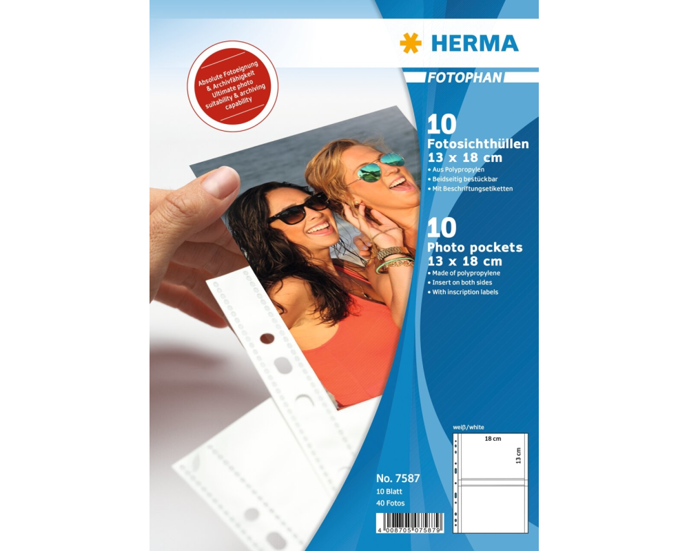 HERMA Fotophan Sichtmappen 13x18cm 7587 4 Stück/10 Blatt
