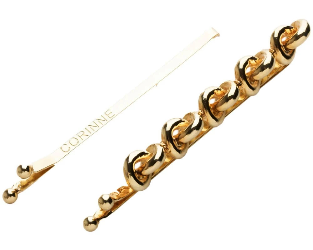 corinne Hair Slider 5 Knots & Plain Gold