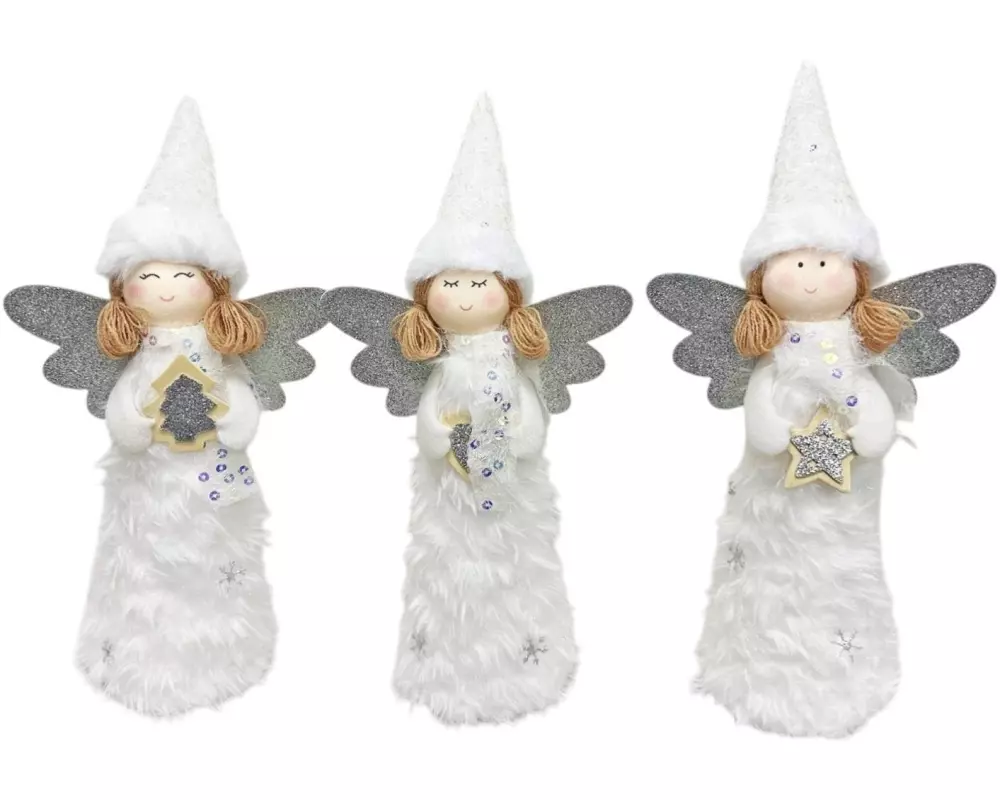 Dameco Weihnachtsfigur Engel stehend 3-er Set, Weiss