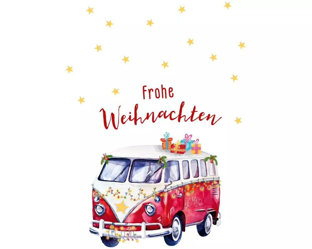 ABC Weihnachtskarte Frohe Weihnachten VW Bus