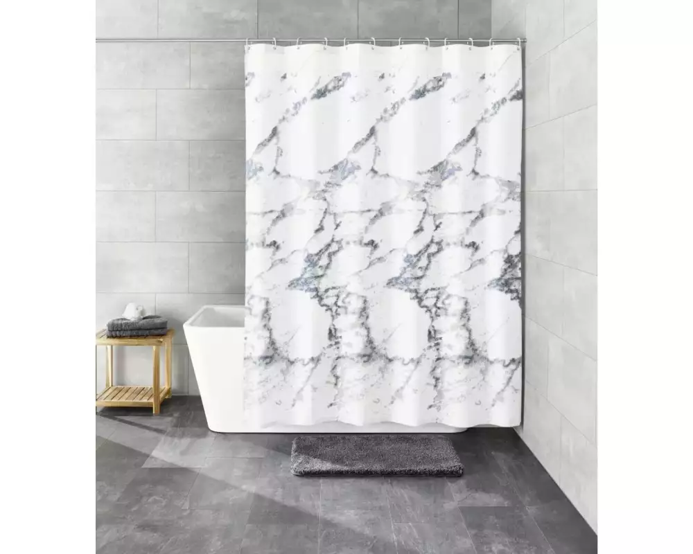 Kleine Wolke Duschvorhang Marble 120 x 200 cm, Grau-Marmor/Weiss