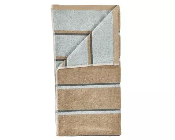 Zone Denmark Handtuch 50 x 100 cm Camel/Eisblau/Olivgrün