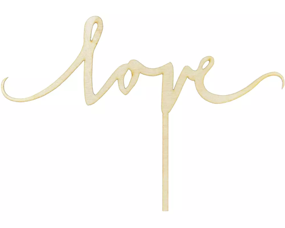 Partydeco Kuchen-Topper Love 23 x 16 cm, Holz, 1 Stück, Braun
